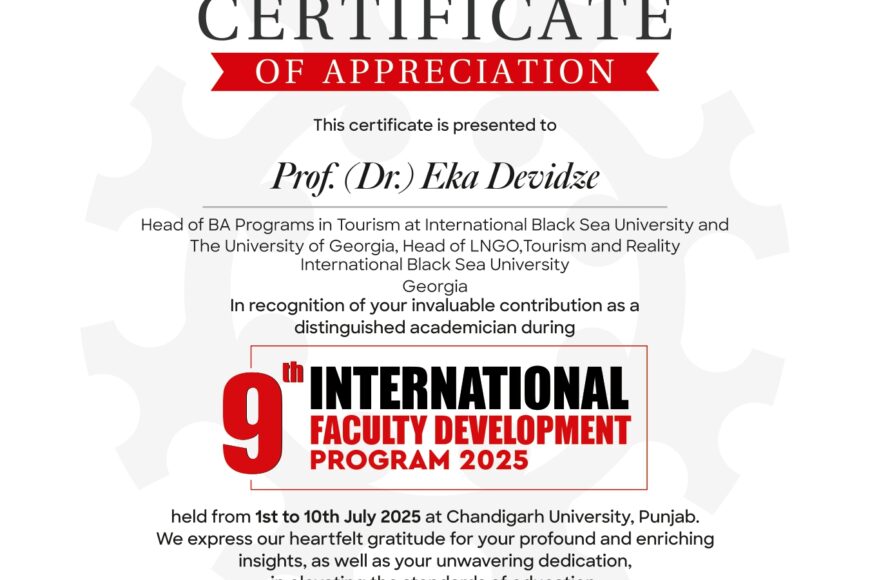The Head of the Bachelor’s Programs in Tourism participated in the International Faculty Development Programme at Chandigarh University.