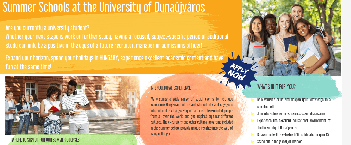 Summer University Program at the University of Dunaújváros, Hungary